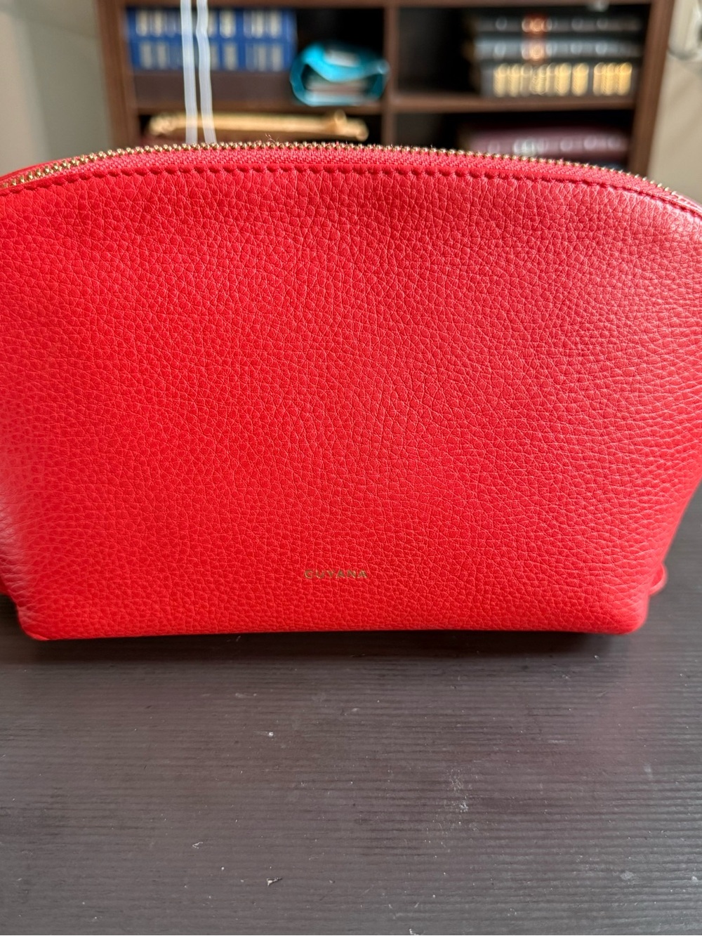 Cuyana Red Leather Medium Travel Case w/ Gold Tone Hardware (Retired Size) - Picture 2 of 14